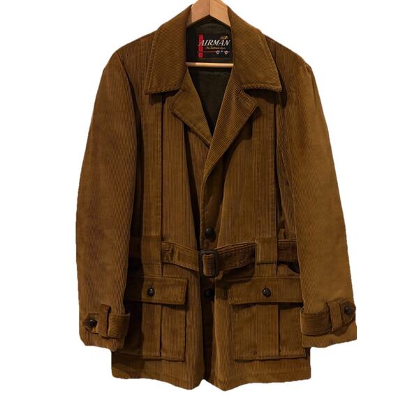 Airman Other - Airman Corduroy Norfolk Coat Brown Lined Belted Sz 42R